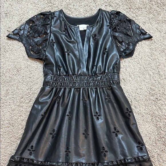 ANTHROPOLOGIE Women’s The Somerset Maxi Dress Faux Leather Embroidered Edition M - Picture 6 of 15